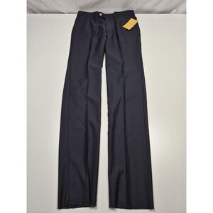 Galante Dress Pants Mens 34x36 Navy Wool Flat Front Straight Italy Unhemmed NWT